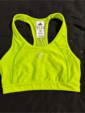 adidas Neon Lime Racerback Sport Bra with Reflective Logo